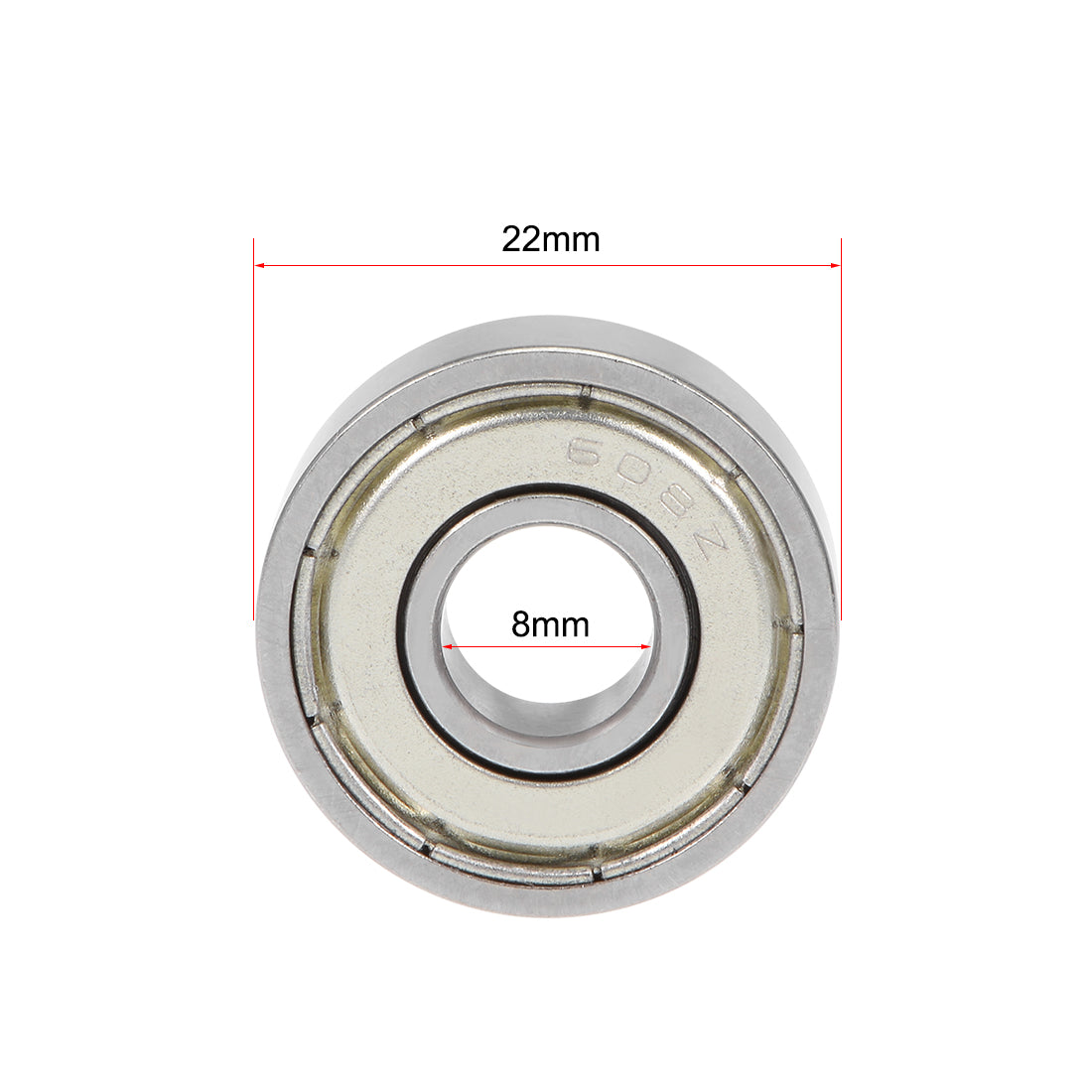 uxcell Uxcell 608ZZ Deep Groove Ball Bearing 8x22x7mm Double Shielded Chrome Bearings 10pcs