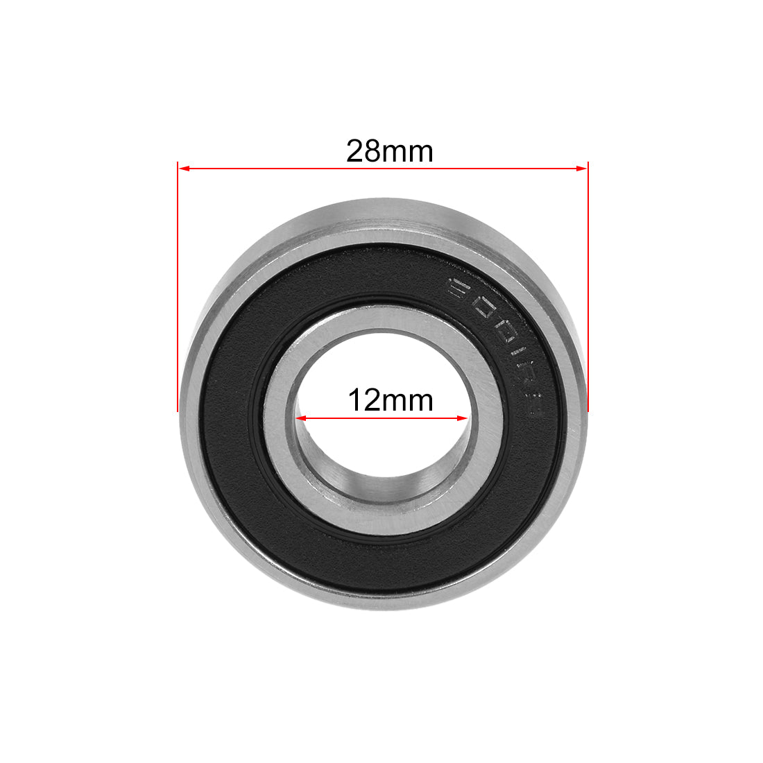 uxcell Uxcell 6001-2RS Deep Groove Ball Bearing 12x28x8mm Double Sealed GCr15 Bearings 10pcs