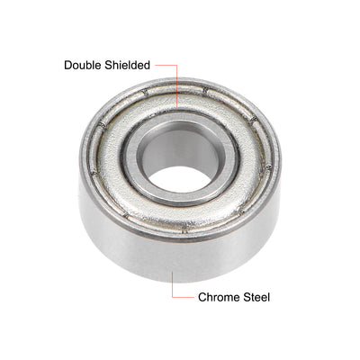 Harfington Uxcell Deep Groove Ball Bearing Double Shielded Chrome Roller Bearings