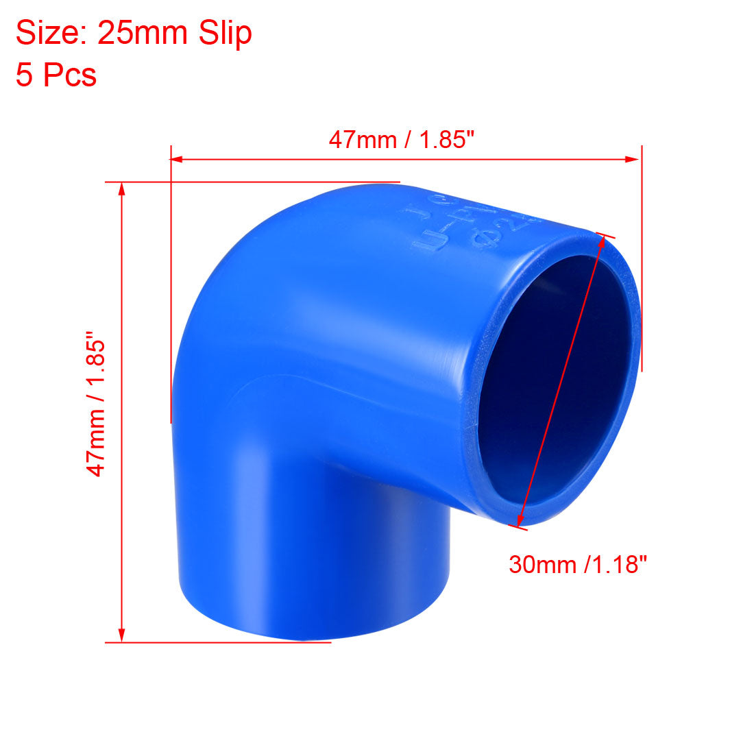 uxcell Uxcell 25mm Slip 90 Degree PVC Pipe Fitting Elbow Coupling Adapter Blue 5 Pcs