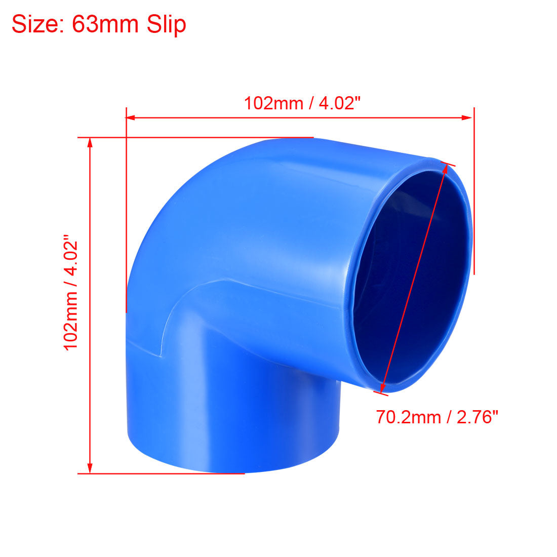 uxcell Uxcell 63mm Slip 90 Degree PVC Pipe Fitting Elbow Coupling Adapter Blue