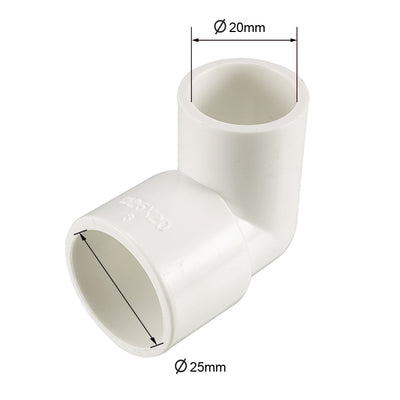 Harfington Uxcell 25mm Slip x 20mm Slip 90 Degree PVC Pipe Fitting Elbow Connector 5 Pcs