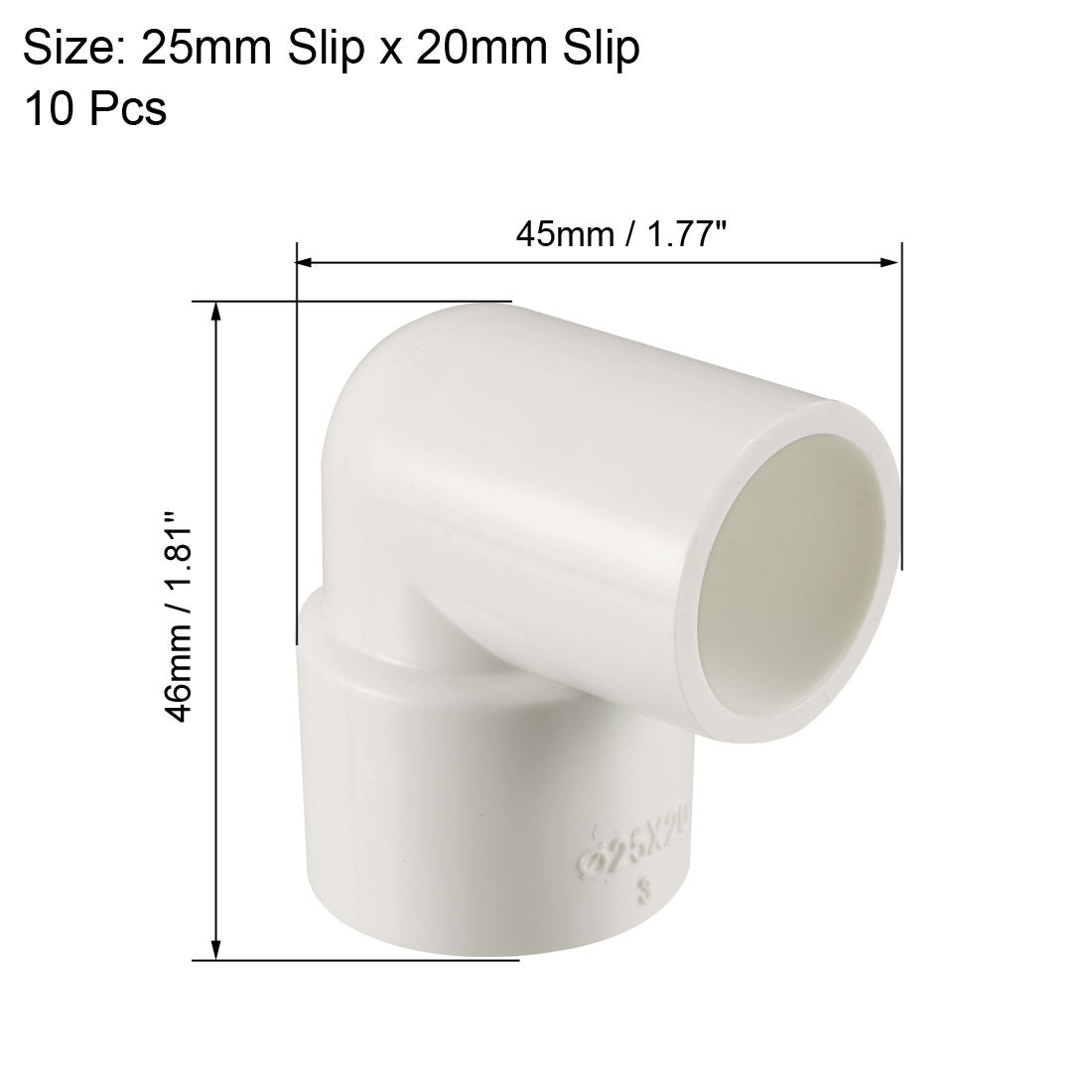 uxcell Uxcell 25mm Slip x 20mm Slip 90 Degree PVC Pipe Fitting Elbow Connector 10 Pcs