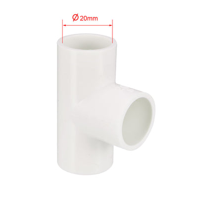 Harfington Uxcell 20mm Slip Tee PVC Pipe Fitting T-Shaped Coupling Connector