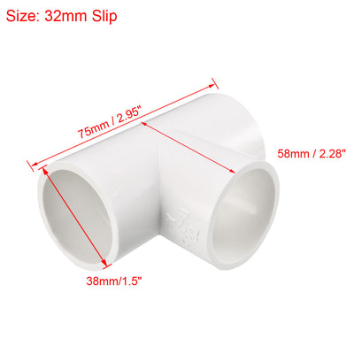 Harfington Uxcell 32mm Slip Tee PVC Pipe Fitting T-Shaped Coupling Connector