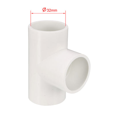 Harfington Uxcell 32mm Slip Tee PVC Pipe Fitting T-Shaped Coupling Connector