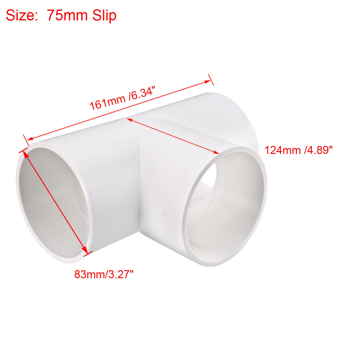 uxcell Uxcell 75mm Slip Tee PVC Pipe Fitting T-Shaped Coupling Connector