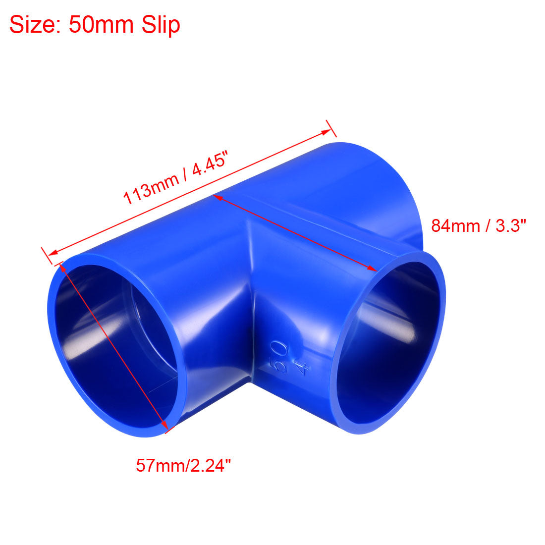 uxcell Uxcell 50mm Slip Tee PVC Pipe Fitting T-Shaped Coupling Connector Blue