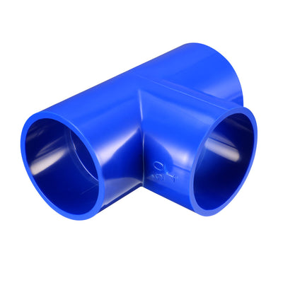 Harfington Uxcell 50mm Slip Tee PVC Pipe Fitting T-Shaped Coupling Connector Blue