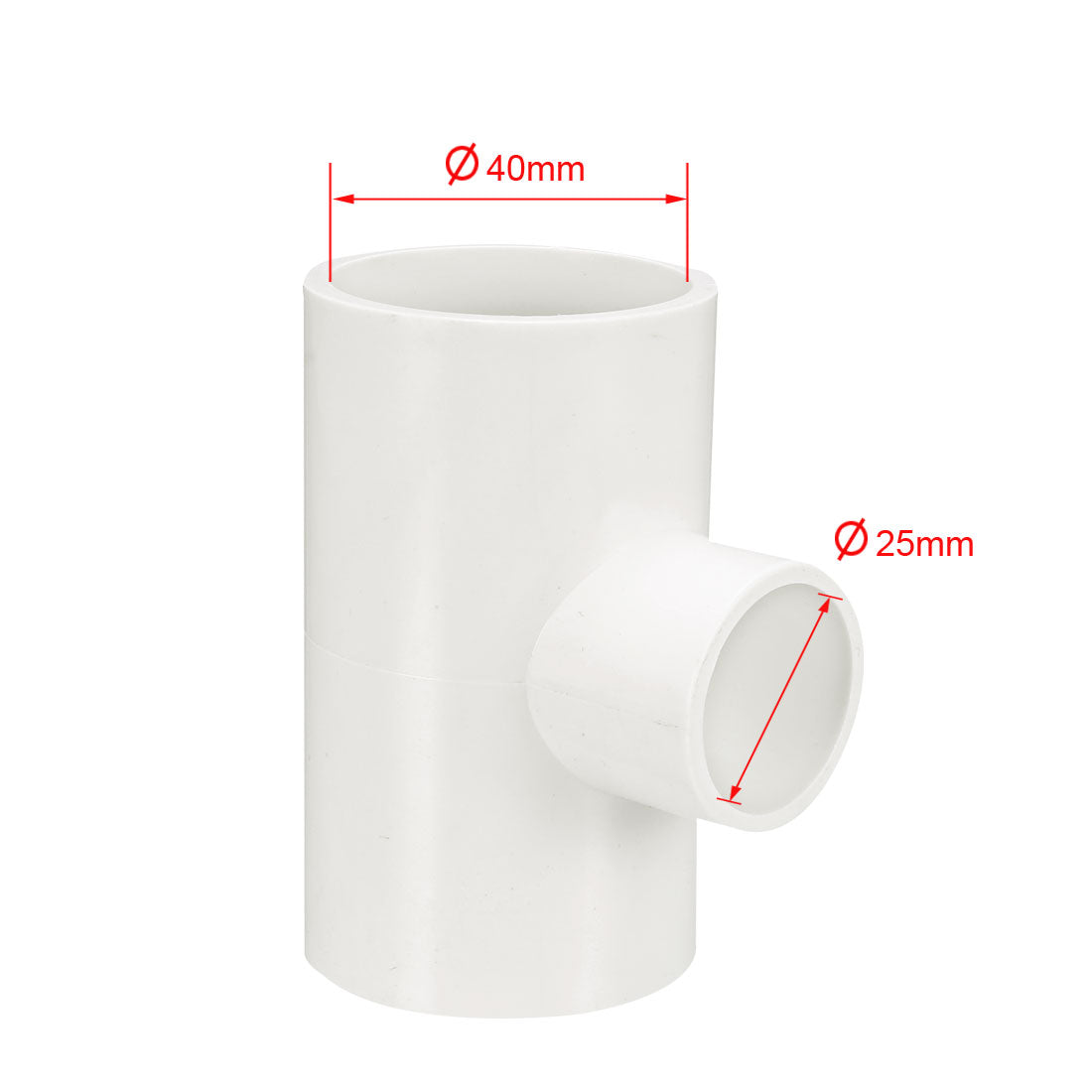 uxcell Uxcell 40mm x 40mmx 25mm Slip Reducing Tee PVC Pipe Fitting T-Shaped Connector 2 Pcs