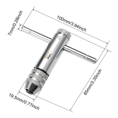 Harfington T-Handle Tap Wrench Handle Adjustable Ratcheting Wrench Holder Straight Tapping Wrench