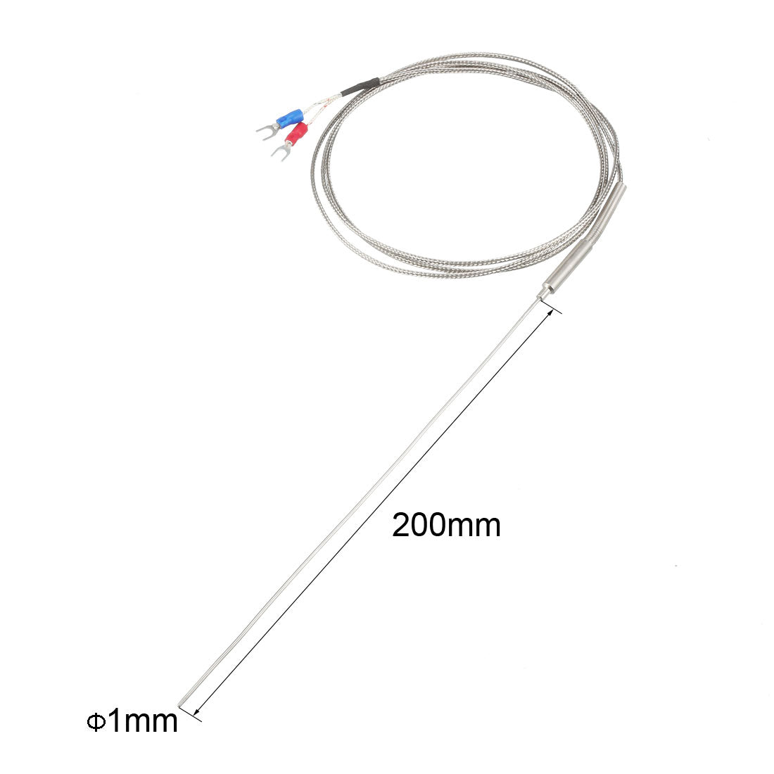 uxcell Uxcell K Type Temperature Sensor Probe 1.5M Cable 1mmx200mm Probe Thermocouple 32~1472°F (0~800°C)