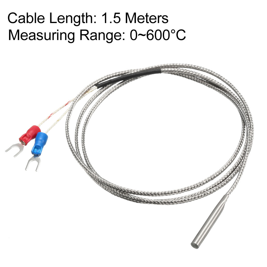 uxcell Uxcell K Type Temperature Sensor Probe 1.5M Cable 4mmx30mm Thermocouple 32~1112°F (0~600°C)