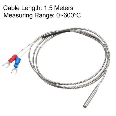 Harfington Uxcell K Type Temperature Sensor Probe 1.5M Cable 4mmx30mm Thermocouple 32~1112°F (0~600°C)