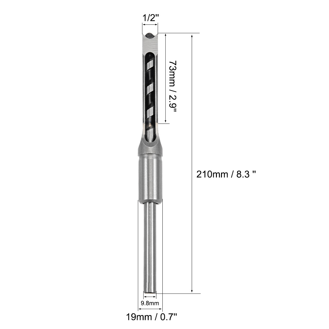 uxcell Uxcell Square Hole Drill Bit for Wood 1/2 inch Hollow Chisel Mortiser Auger Spur Cutter Tool, High Carbon Steel for Woodworking Carpentry