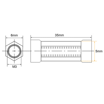 Harfington Uxcell Hex Aluminum Standoff Spacer Column M3x35mm,for RC Airplane,FPV Quadcopter,CNC,Red,10pcs