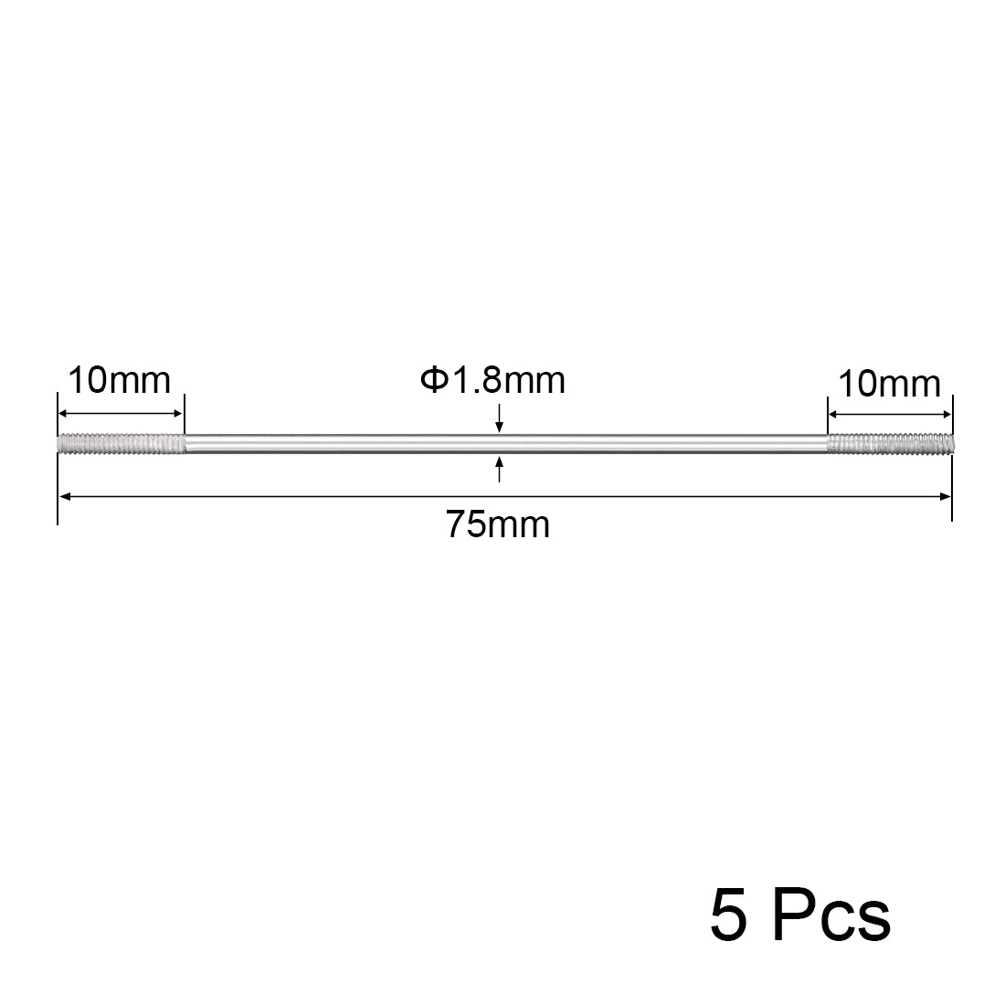 uxcell Uxcell Stainless Steel Double End Threaded Stud Pushrod