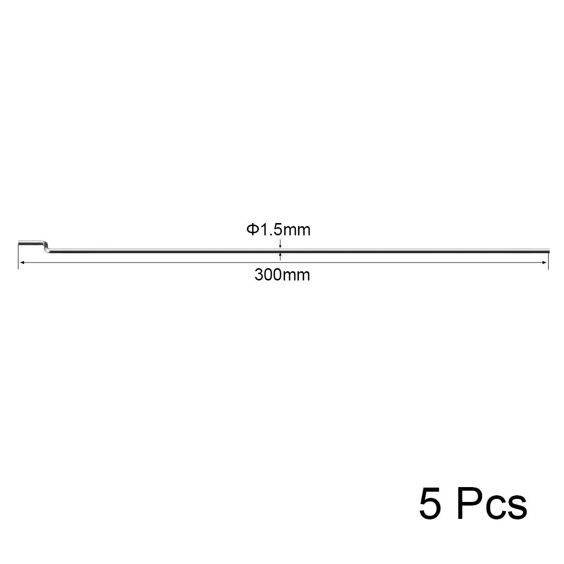 uxcell Uxcell 1.5 x L300 mm Pushrod Connector Stainless Steel Rod Linkage,Z Shape,5pcs