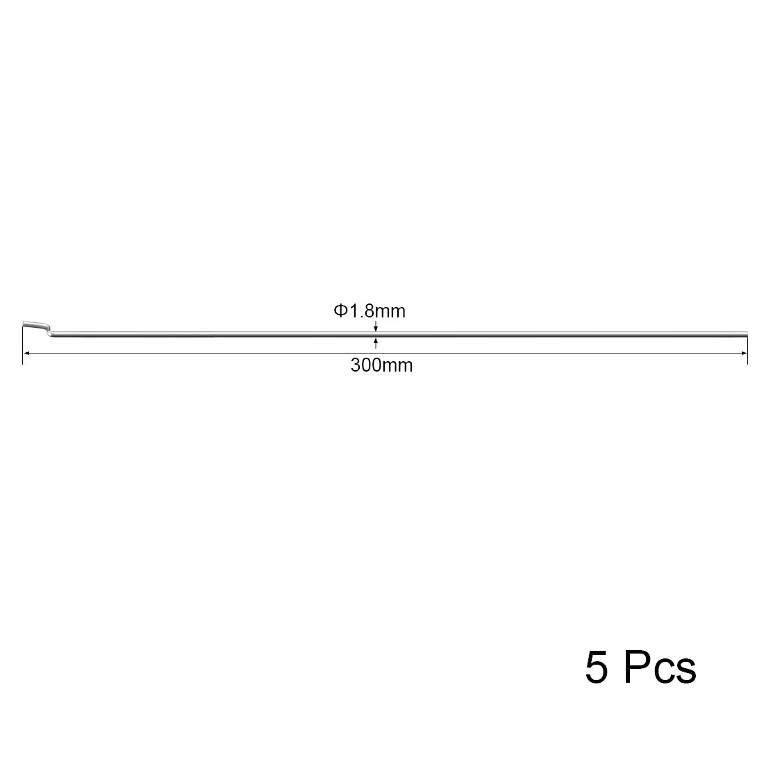 uxcell Uxcell 1.8 x L300 mm Pushrod Connector Stainless Steel Rod Linkage,Z Shape,5pcs