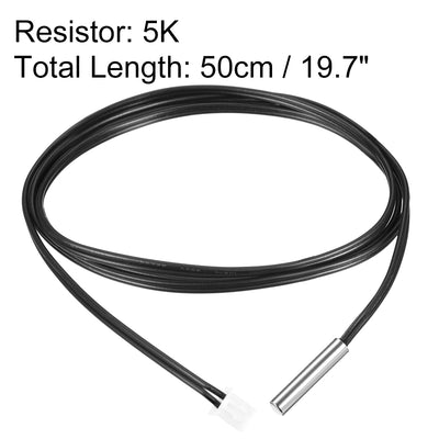 Harfington Uxcell 5K NTC Thermistor Probe 19.7 Inch Stainless Steel Sensitive Temperature Temp Sensor for Air Conditioner