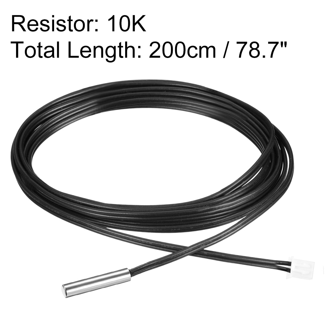 uxcell Uxcell 10K NTC Thermistor Probe 78.7 Inch Stainless Steel Sensitive Temperature Temp Sensor for Air Conditioner