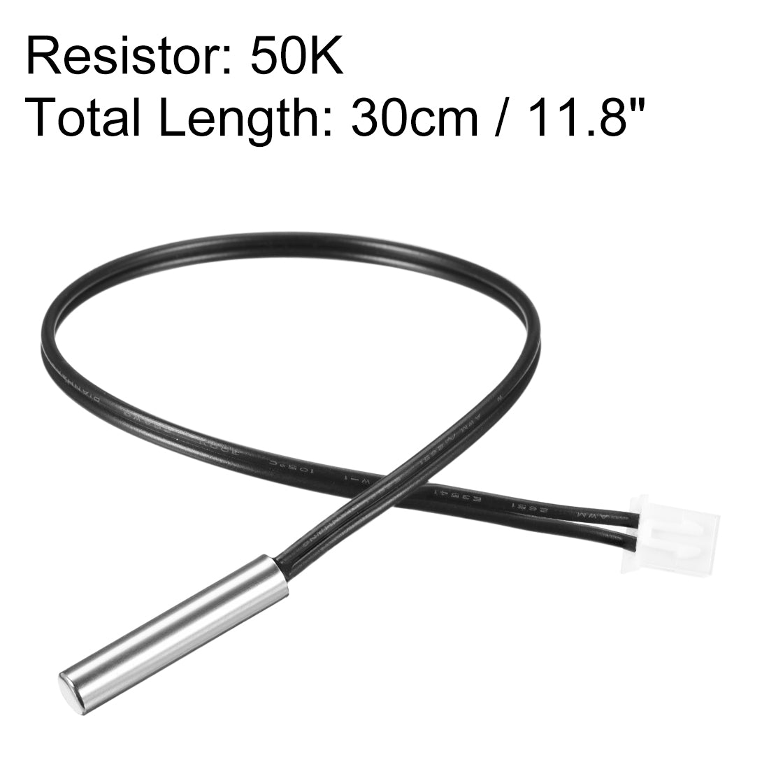 uxcell Uxcell 50K NTC Thermistor Probe 11.8 Inch Stainless Steel Sensitive Temperature Temp Sensor for Air Conditioner