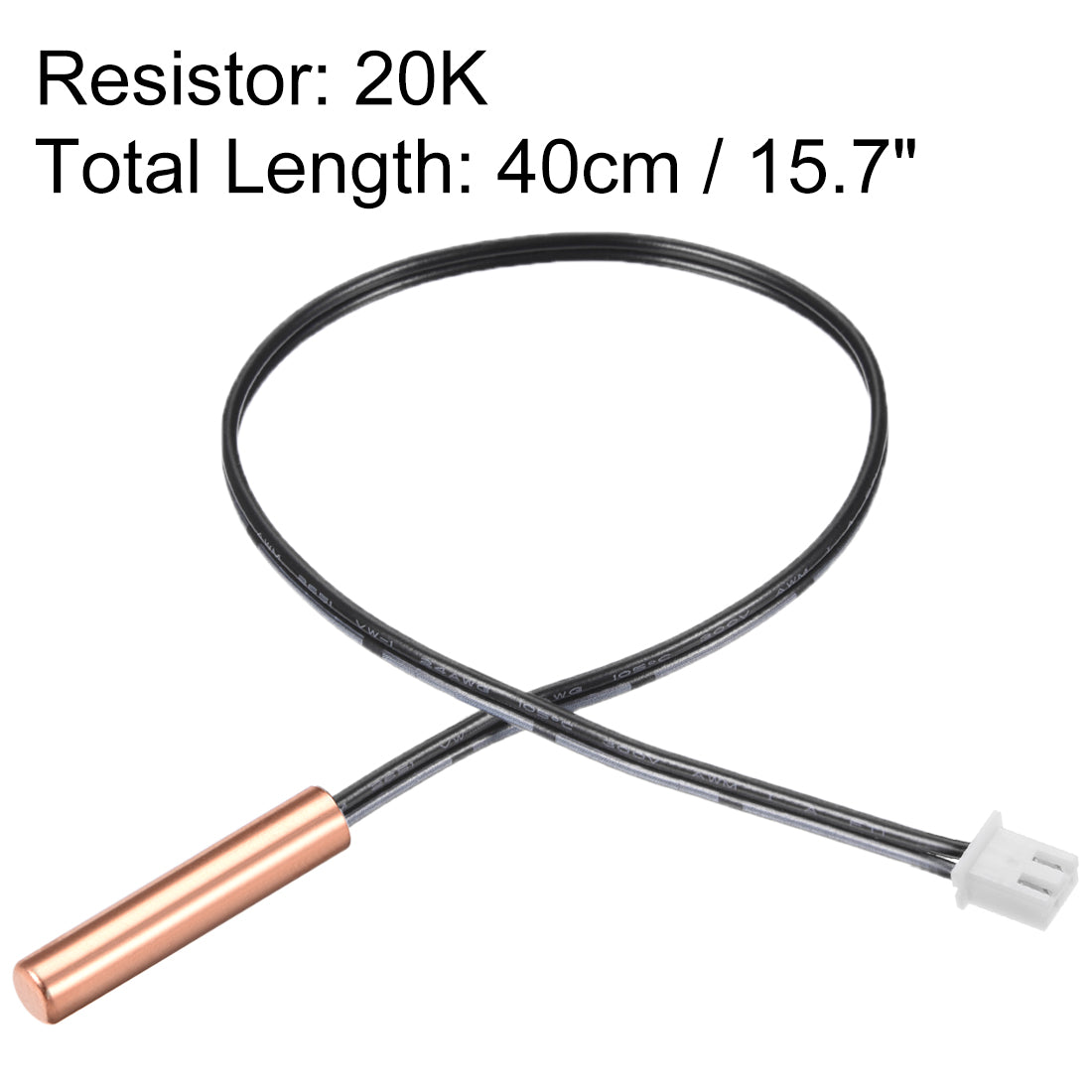 uxcell Uxcell 5 Pcs 20K NTC Thermistor Probe 15.7 Inch Copper Sensitive Temperature Temp Sensor for Air Conditioner