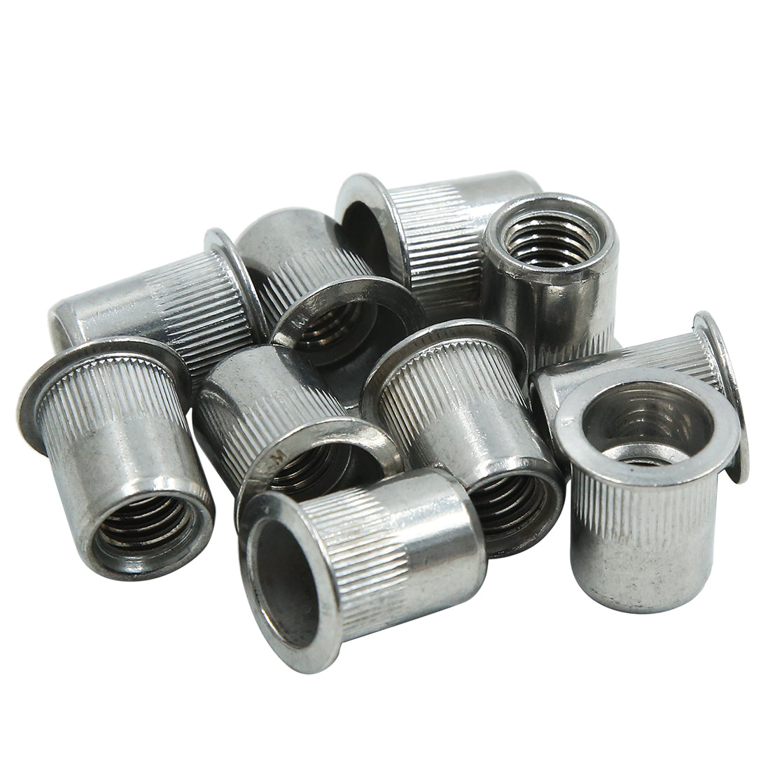 Harfington 10pcs Stainless Steel Rivet Nut Flat Head Insert  3/8''-16UNC for Car