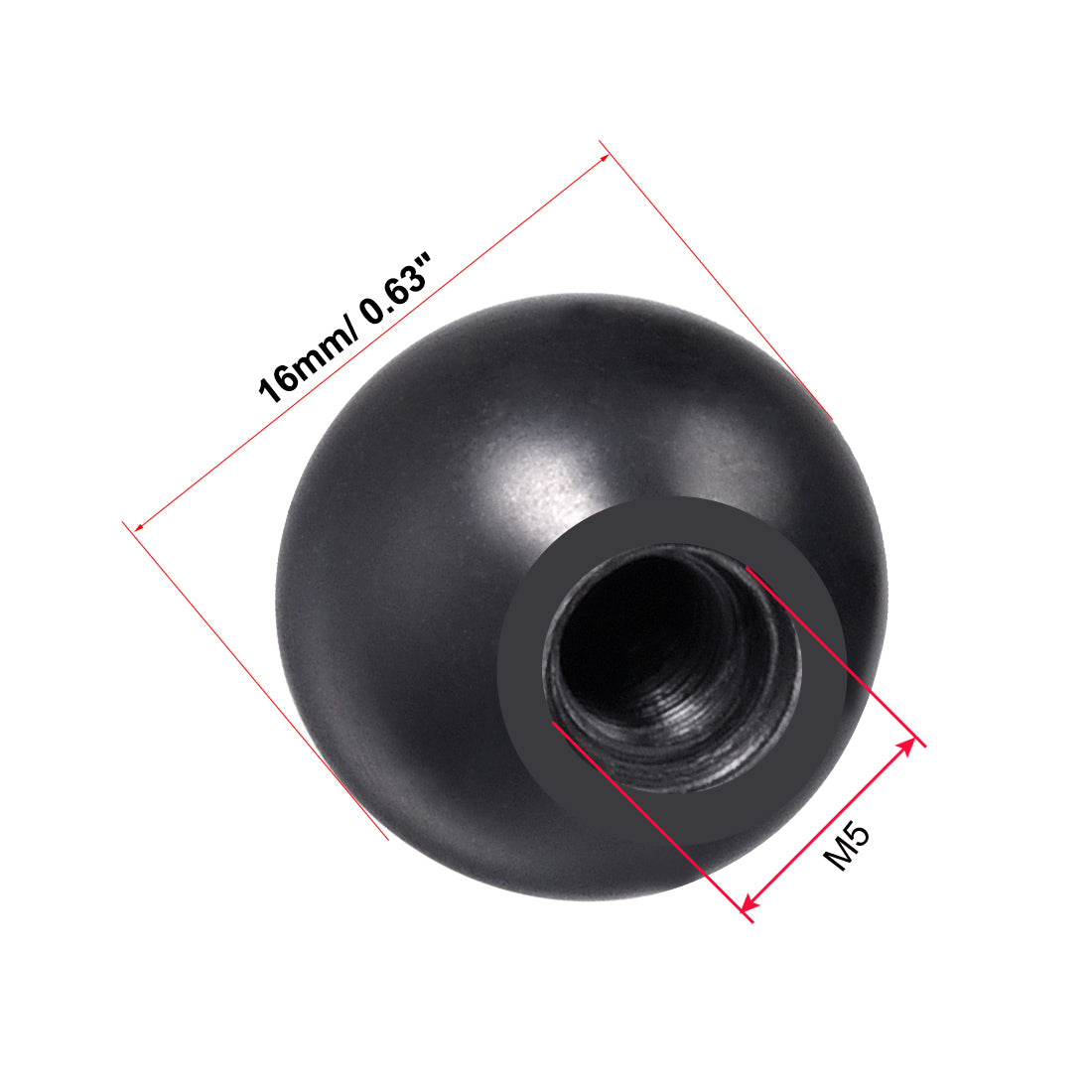 uxcell Uxcell 4Pcs Thermoset Ball Knob M5 Female Threaded Machine Handle 16mm Diameter Smooth Rim Black