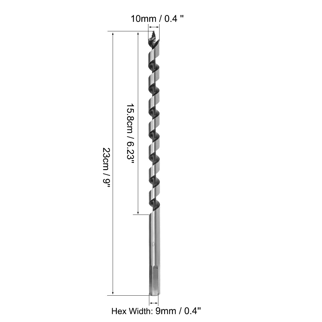 uxcell Uxcell Auger Drill Bit Wood Hex Shank 10mm Cutting Dia High Carbon Steel for Electric Bench Drill Woodworking Carpentry
