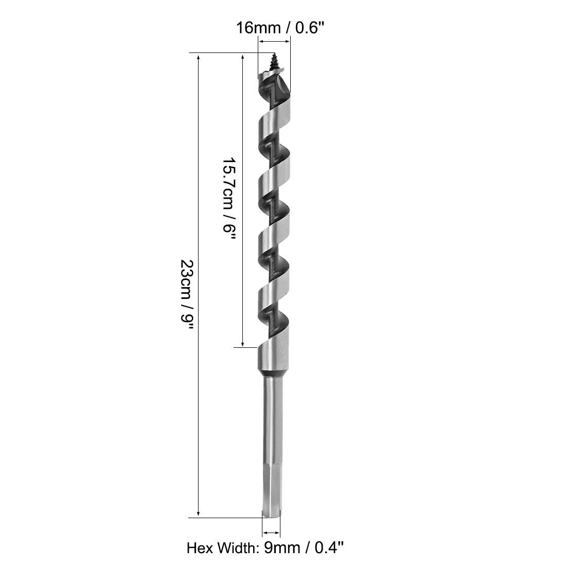 uxcell Uxcell Auger Drill Bit Wood Hex Shank 16mm Cutting Dia High Carbon Steel for Electric Bench Drill Woodworking Carpentry