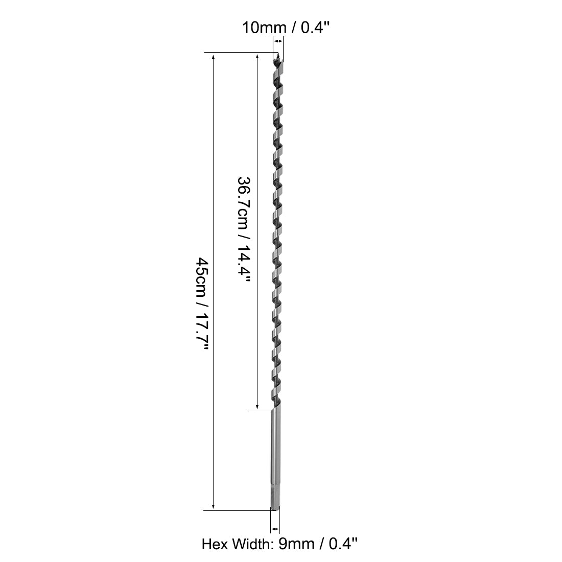 uxcell Uxcell Auger Drill Bit Wood Hex Shank 10mm Cutting Dia. High Carbon Steel for Electric Bench Drill Woodworking Carpentry