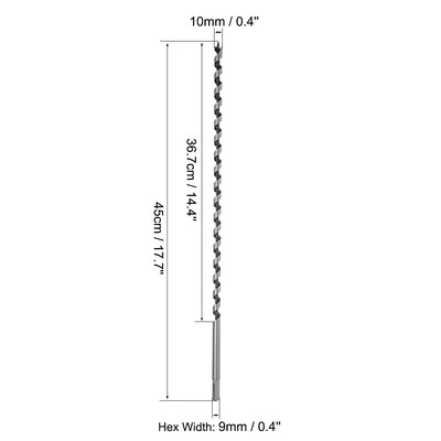 Harfington Uxcell Auger Drill Bit Wood Hex Shank 10mm Cutting Dia. High Carbon Steel for Electric Bench Drill Woodworking Carpentry