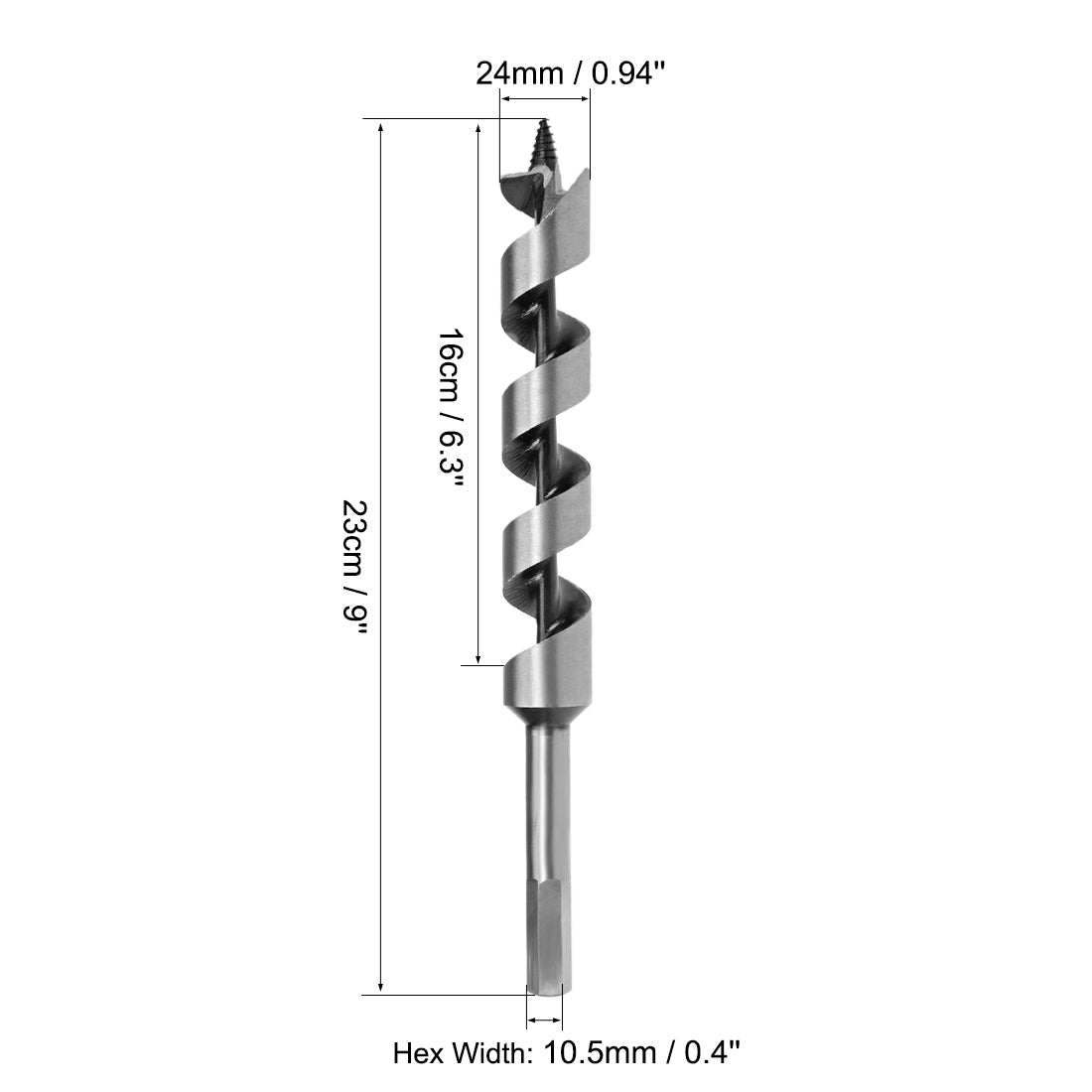 uxcell Uxcell Auger Drill Bit Wood Hex Shank 24mm Cutting Dia High Carbon Steel for Electric Bench Drill Woodworking Carpentry