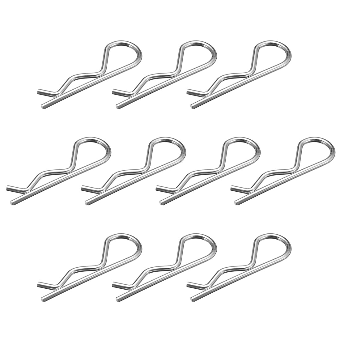 uxcell Uxcell 3.5mm x 75mm Carbon Steel R Shaped Spring Cotter Clip Pin Fastener Hardware Silver Tone 10 Pcs