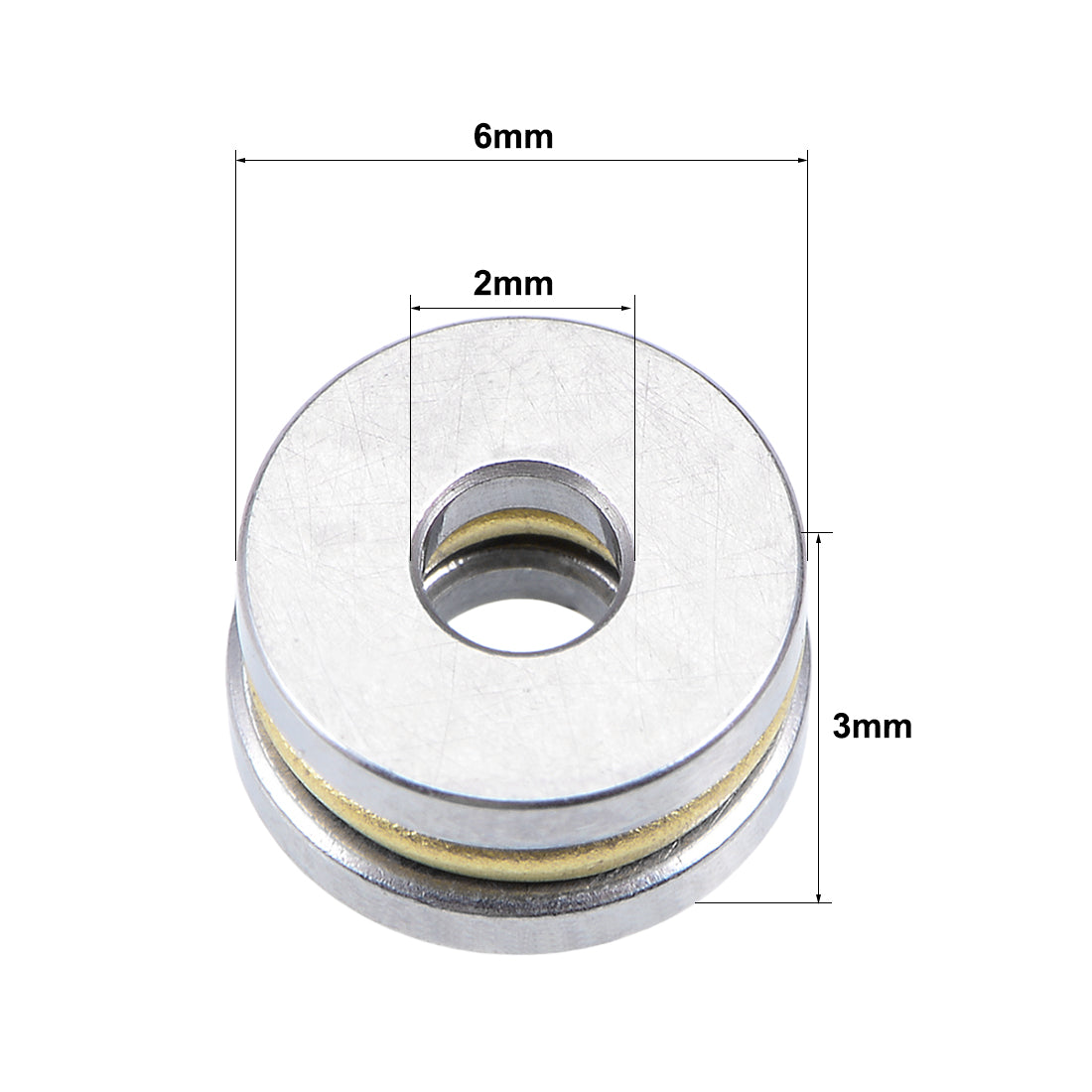 uxcell Uxcell F2-6M Miniature Thrust Ball Bearings 2x6x3mm Chrome Steel 2pcs