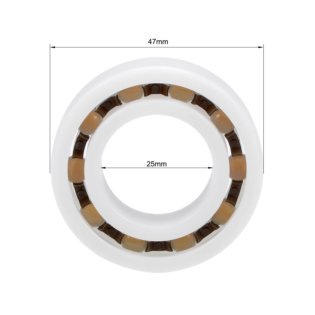 uxcell Uxcell 6005 POM Plastic Bearings 25x47x12mm Glass Ball Nylon Cage 2pcs