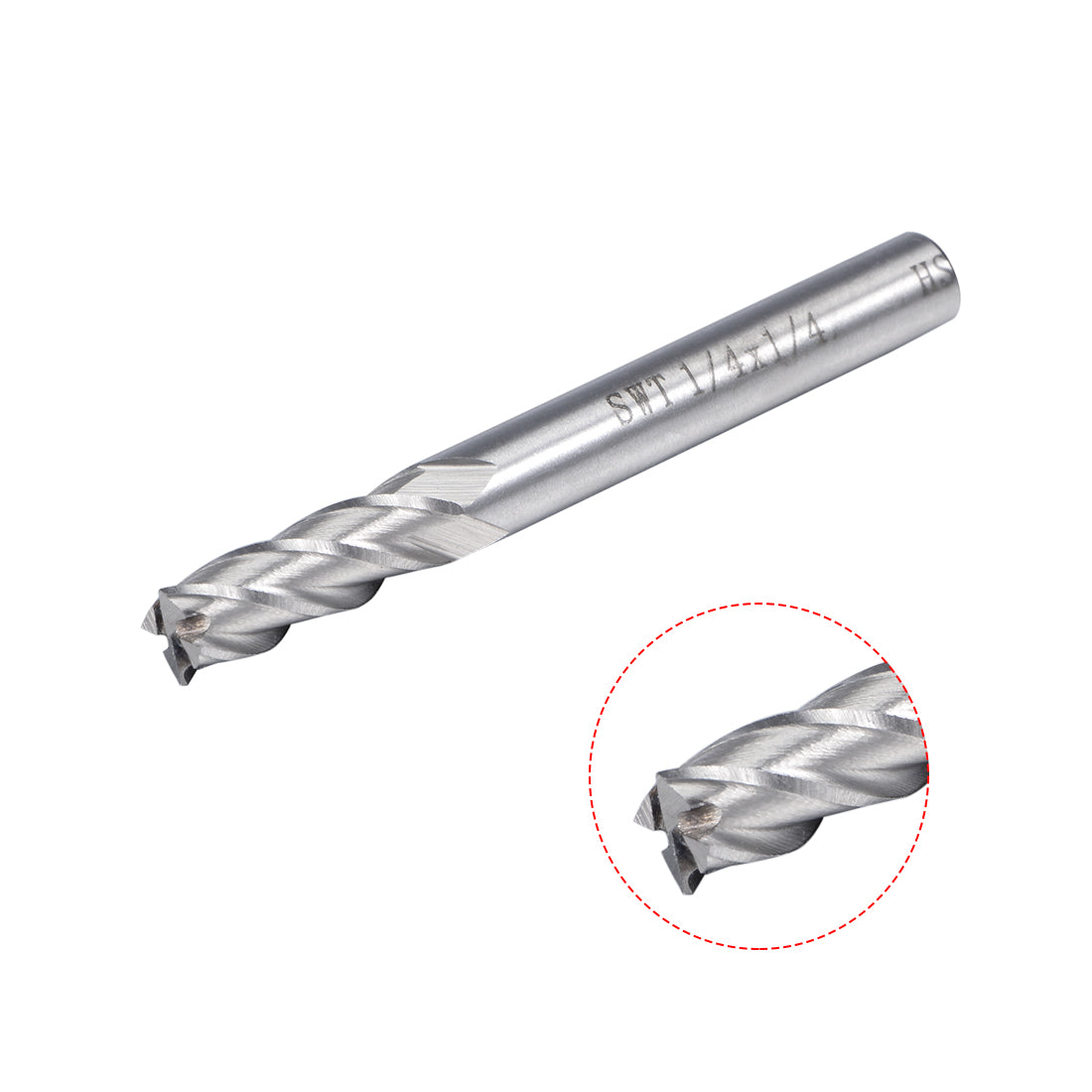 uxcell Uxcell 1/4" Cutting HSSAL Spiral Drill Bit Straight End Mill Cutter 4 Flute with 1/4" Shank