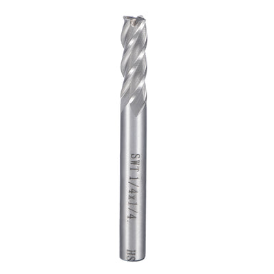 Harfington Uxcell 1/4" Cutting HSSAL Spiral Drill Bit Straight End Mill Cutter 4 Flute with 1/4" Shank