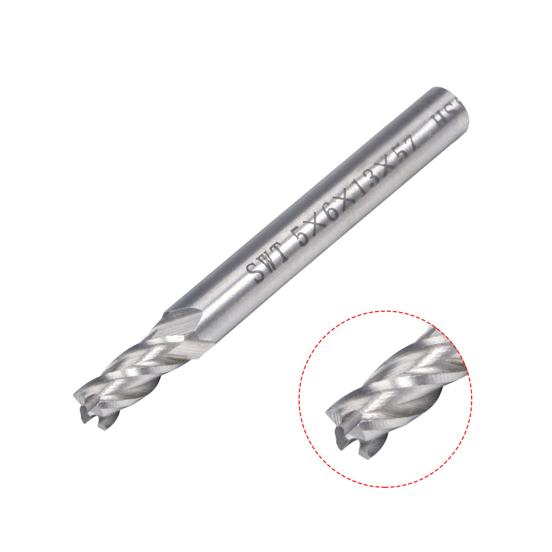 uxcell Uxcell 6mm Shank 5mm x 13mm Straight Flat Nose End Mill Cutter CNC Router Bits 4 Flute