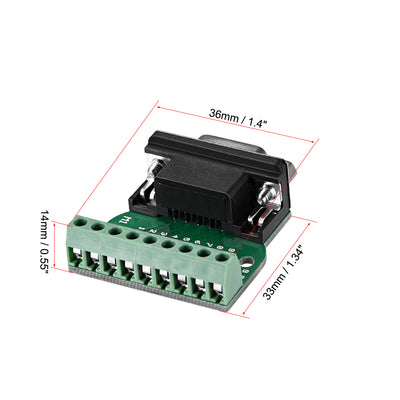 Harfington Uxcell D-sub DB9 Breakout Board Connector 9 Pin 2 Row Female RS232 Serial Port Solderless Terminal Block Adapter with Positioning Nuts