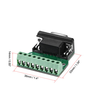 Harfington Uxcell D-sub DB9 Breakout Board Connector 9 Pin 2 Row Female RS232 Serial Port Solderless Terminal Block Adapter