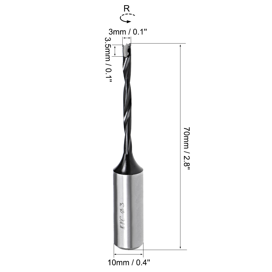 uxcell Uxcell Brad Point Drill Bits for Wood 3mm x 70mm Forward Turning HSS for Woodworking Carpentry Drilling Tool