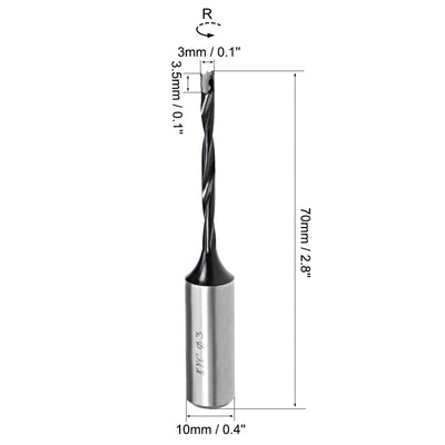 Harfington Uxcell Brad Point Drill Bits for Wood 3mm x 70mm Forward Turning HSS for Woodworking Carpentry Drilling Tool