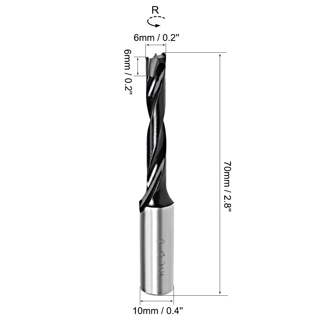 uxcell Uxcell Brad Point Drill Bits for Wood 6mm x 70mm Forward Turning HSS for Woodworking Carpentry Drilling Tool