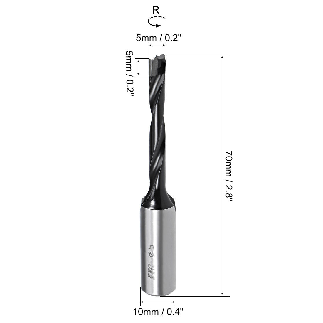 uxcell Uxcell Brad Point Drill Bits for Wood 5mm x 70mm Forward Turning HSS for Woodworking Carpentry Drilling Tool