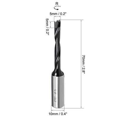 Harfington Uxcell Brad Point Drill Bits for Wood 5mm x 70mm Forward Turning HSS for Woodworking Carpentry Drilling Tool