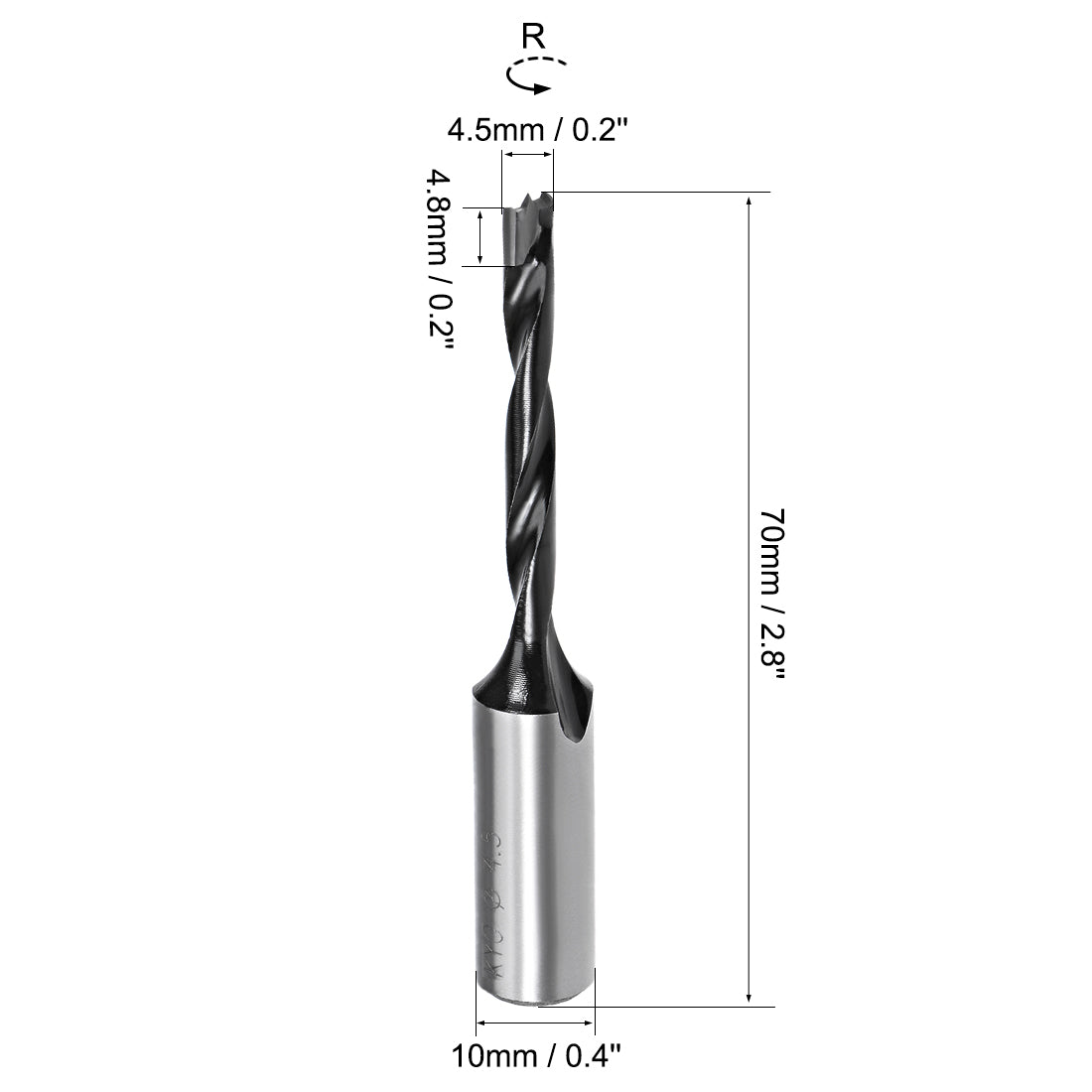 uxcell Uxcell Brad Point Drill Bits for Wood 4.5mm x 70mm Forward Turning HSS for Woodworking Carpentry Drilling Tool