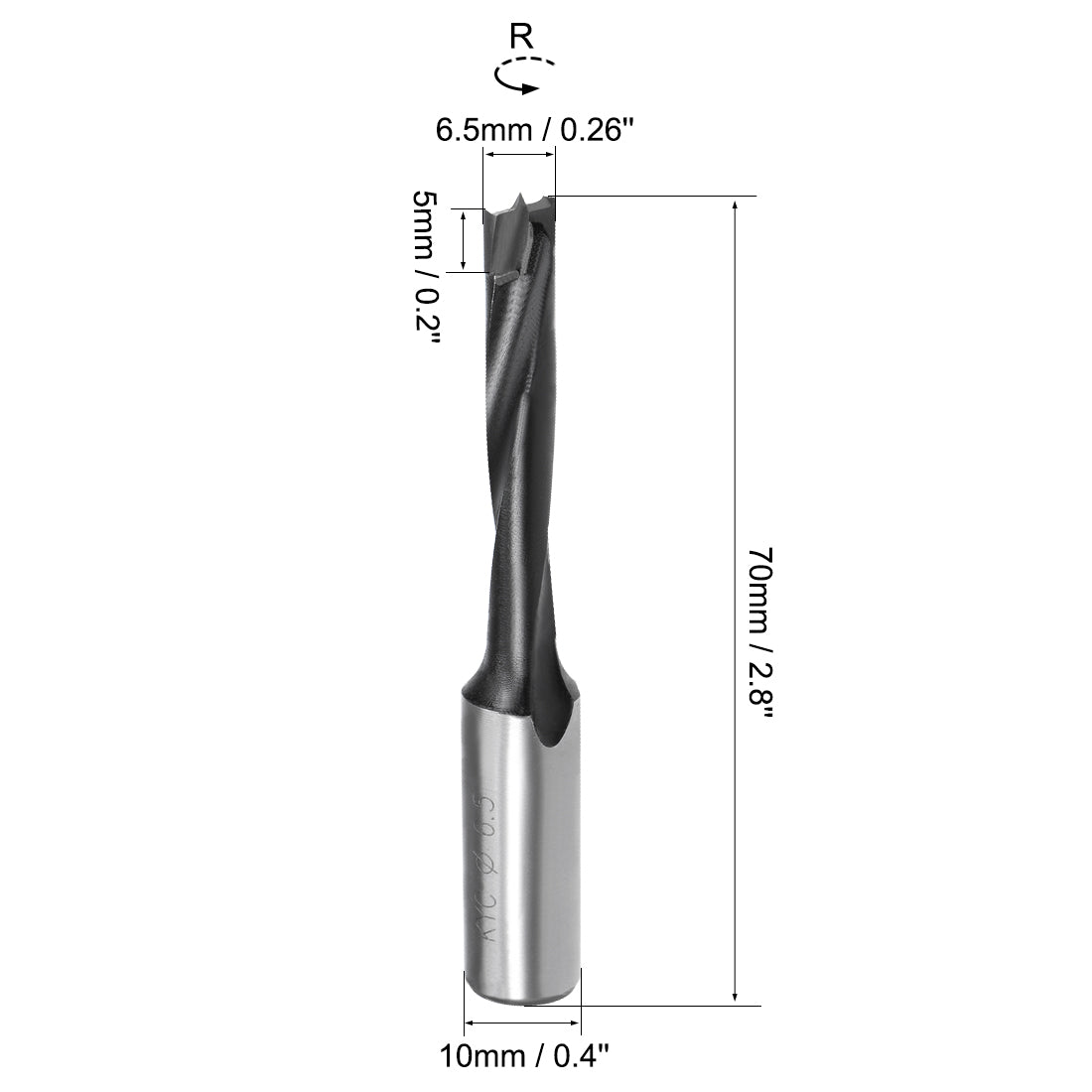 uxcell Uxcell Brad Point Drill Bits for Wood 6.5mm x 70mm Forward Turning HSS for Woodworking Carpentry Drilling Tool