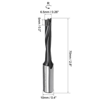 Harfington Uxcell Brad Point Drill Bits for Wood 6.5mm x 70mm Forward Turning HSS for Woodworking Carpentry Drilling Tool